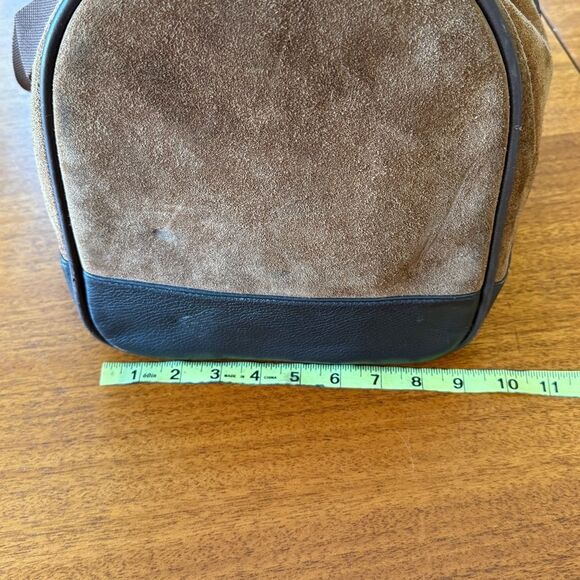 Vintage 2003 Marlboro Suede Leather Grit Gear Weekender Duffel Bag Brown - Picture 10 of 15